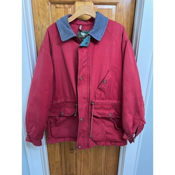 VTG Field & Stream Men’s Red Barn Work Chore Coat Gorpcore LG Corduroy Collar - Picture 2 of 16